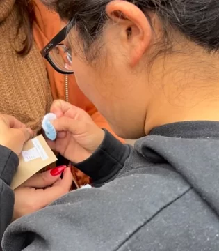 Tejieron escarapelas y las repartieron a los trabajadores de la administración pública