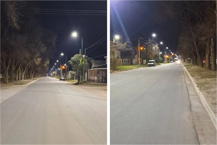 Quedó completamente iluminado el nuevo sector asfaltado de la 58
