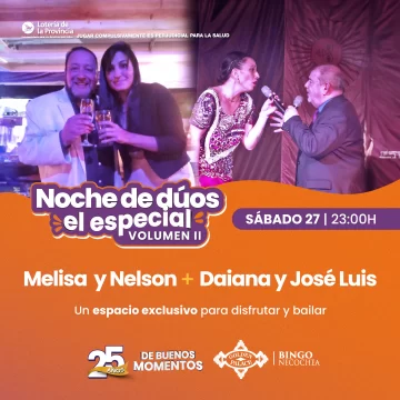 Noche de dúos: diversión y talento multiplicados en Bingo Golden Palace