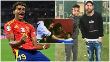 La historia detrás de la foto viral de Messi bañando a Lamine Yamal de bebé