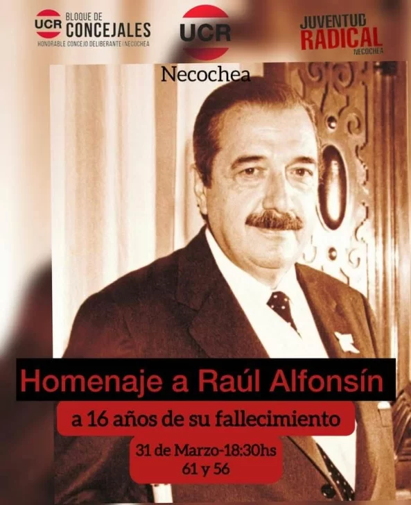 Necochea recuerda a Raúl Alfonsín a 16 años de su fallecimiento