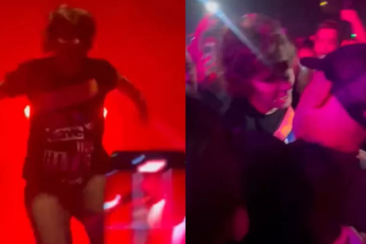 Maxi Trusso se lanzó al público en pleno show pero nadie lo agarró y se dio un golpazo: los videos