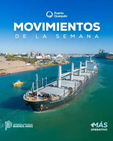 Puerto Quequén: doce buques zarparon con granos hacia Asia y Brasil