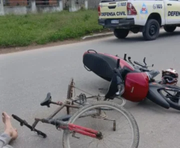 Ciclista herido en Necochea tras chocar con una moto