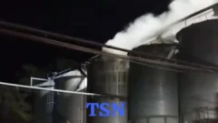 Video: bomberos combatieron un incendio en un silo de soja en Necochea