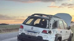 Volcó un auto en la Ruta 55 a causa de hielo en la calzada