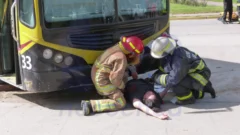Realizaron el simulacro de accidente en la plaza Dardo Rocha